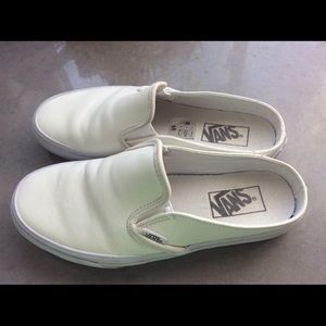 Vans White Leather Mules - Sz 8.5